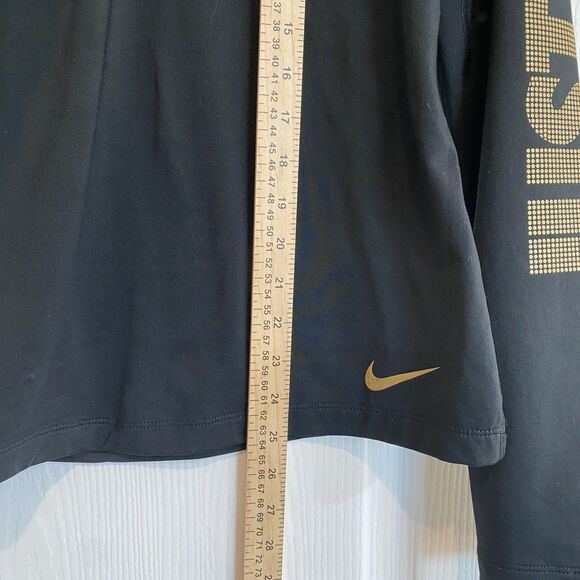 Nike Golf Womens Size Medium Black And Gold Dri-FIT Stretch Half-Zip Thumb Holes - Picture 7 of 9